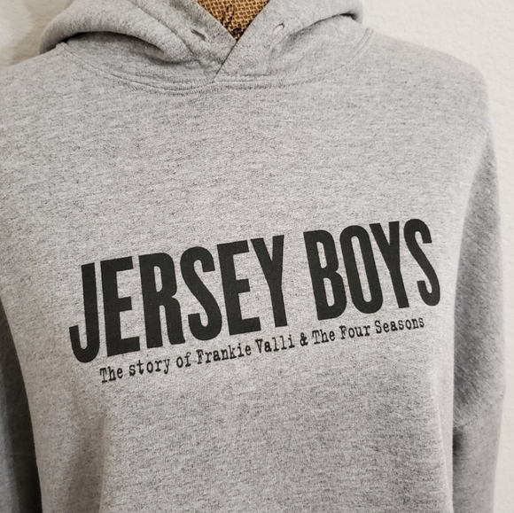 Gildan Tops - JERSEY BOYS FRANKIE VALLI and The 4 Seasons Broadway play gray hoodie 2XL